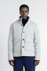 GIUBBOTTO COLLO IN PIEDI IN PANNO GRIGIO CHIARO